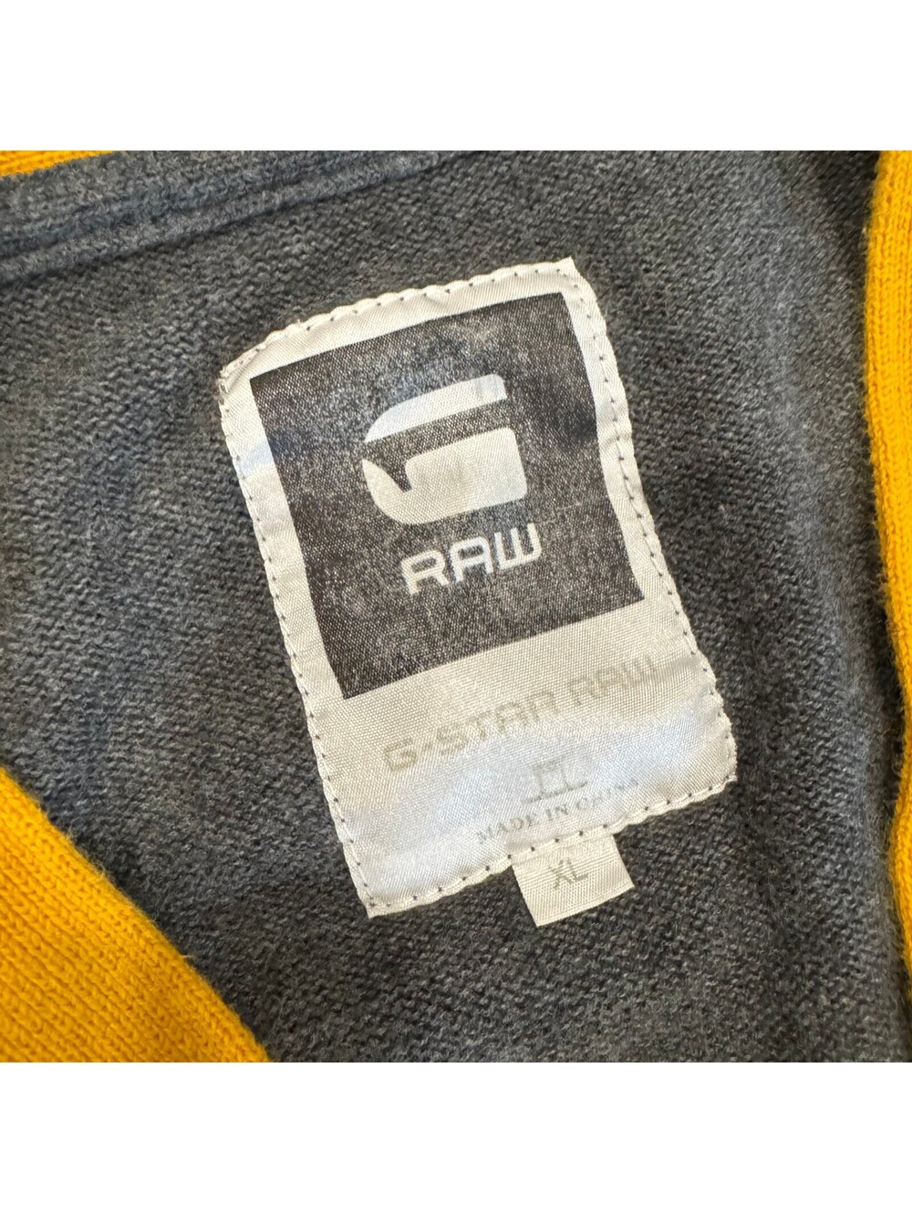 G-Star RAW News CLR Block Cardigan Knit Sweater XL Yellow and Gray - Picture 6 of 9